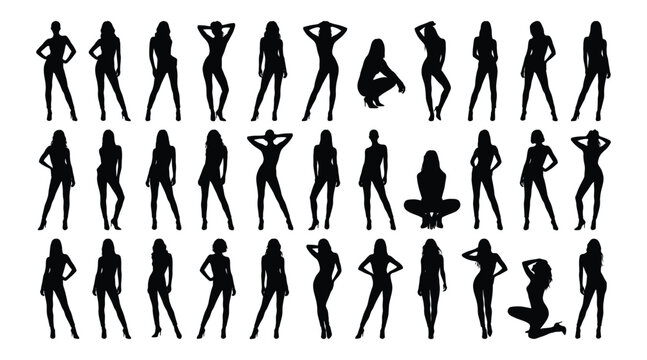 Collection of female silhouettes in various poses