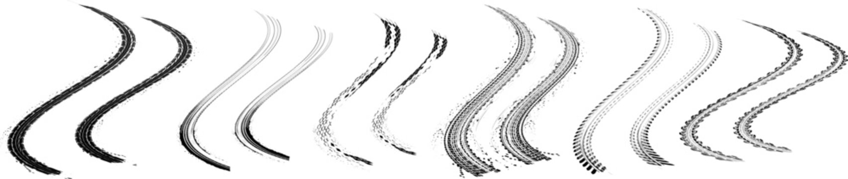 Tire tracks are visible on a dirt surface, showing various patterns created by drifting vehicles. The setting is outdoors with clear visibility.