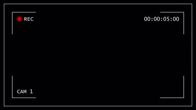 Surveillance cctv monitoring screen template with single camera view, recording overlay. 4k