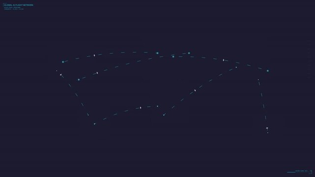 Futuristic Digital Global Flight Path Network HUD Animation