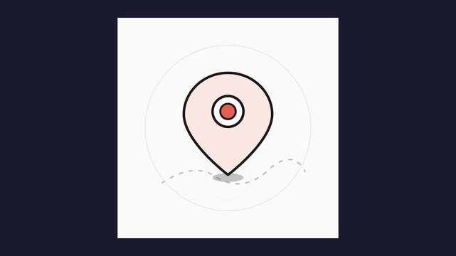 Animated Location Pin Drops on Map With Smooth Motion Loop