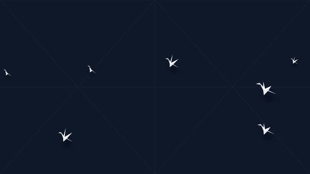 Elegant Origami Paper Cranes Flying Background
