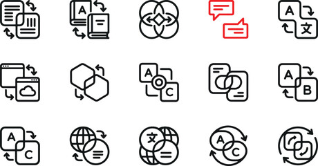 Translation, language exchange and localization vector icons set © MAHDIHASAN