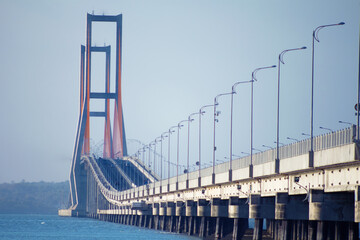 Fototapeta premium The Suramadu Bridge in Surabaya,Indonesia.Is the longest Bridge in Indonesia connecting java and madura island.