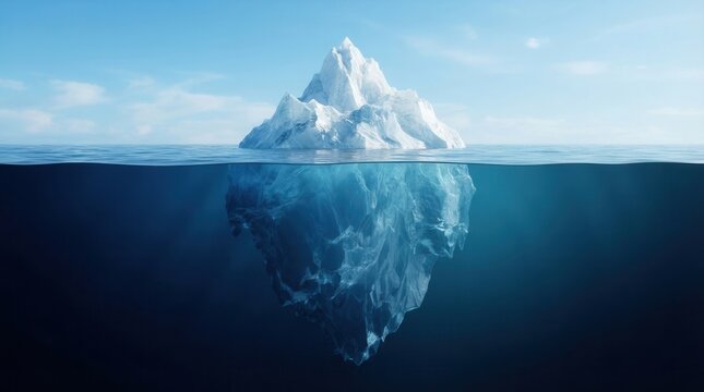 Iceberg illustration where the visible tip represents profit and hidden costs are below the waterline.