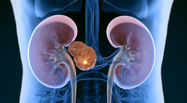 Human Adrenal Gland Tumor with Kidney Anatomy Diagram
