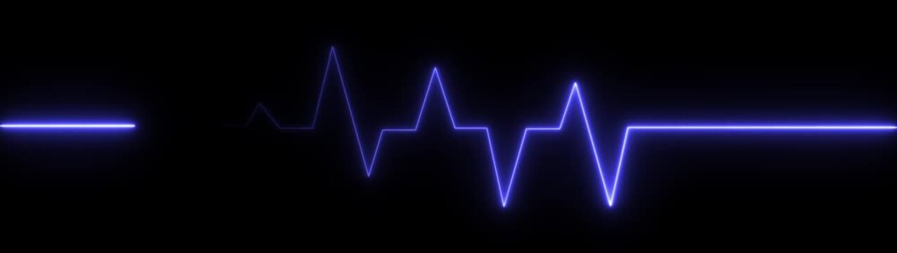 heart beat line animation on black background. Neon glowing hart line icon . heart beat simple glowing neon animation 