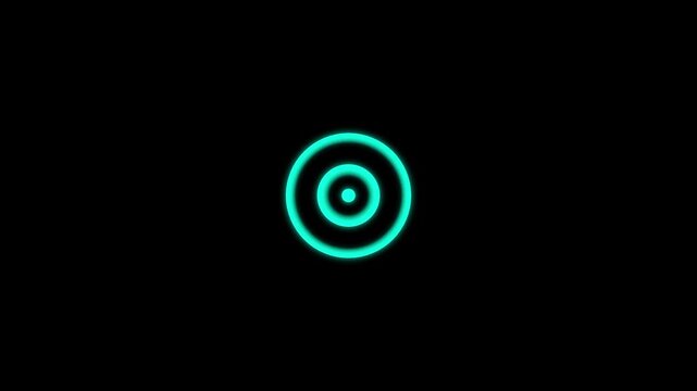 Digital Radio waves frequency signal icon seamless animation. of circular electric wave spreading. Radio wave signal animated on black background. 4k  Video,