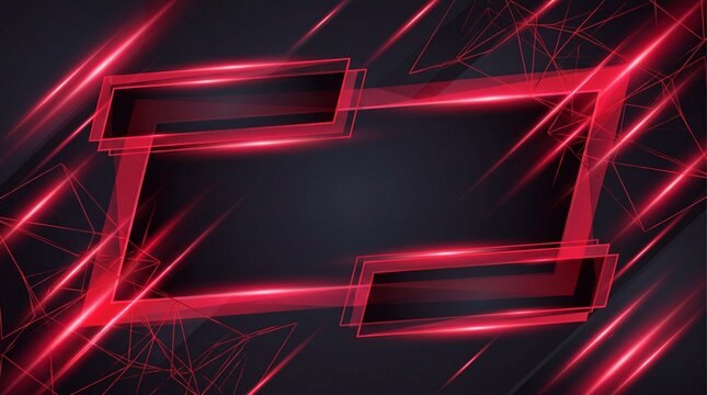 Cyber Monday promotion banner background uses diagonal red light streaks and geometric frames with dynamic copy space for campaigns