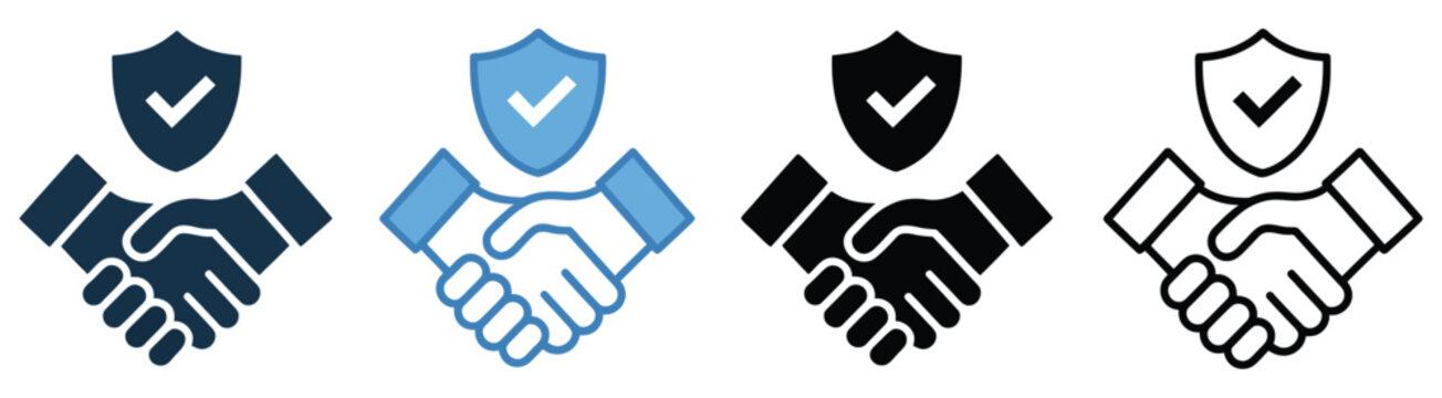 Trust icon set featuring outline, solid, flat, and colorful styles for reliability, security, confidence, verification, and business branding, vector