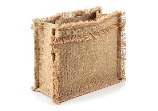 A burlap bag on a white background