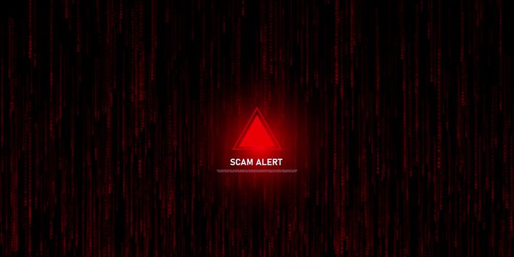 Scam Alert Motion Graphics Background with Digital Cyber Matrix Rain Animation