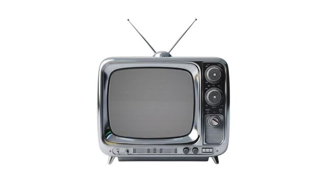 Vintage television set with rabbit ear antennas, a classic retro display device for entertainment and media consumption, capturing the essence of nostalgic broadcasting