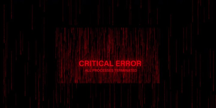 Critical Error alert with Digital Matrix Rain and Cyber Glitch Effect motion graphics