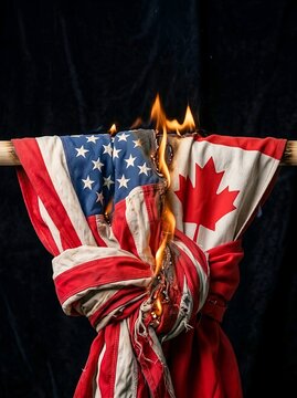 International conflict of USA and Canada. For broken treaties, political tension, trade war disputes, crisis, or severe strain in diplomatic alliance
