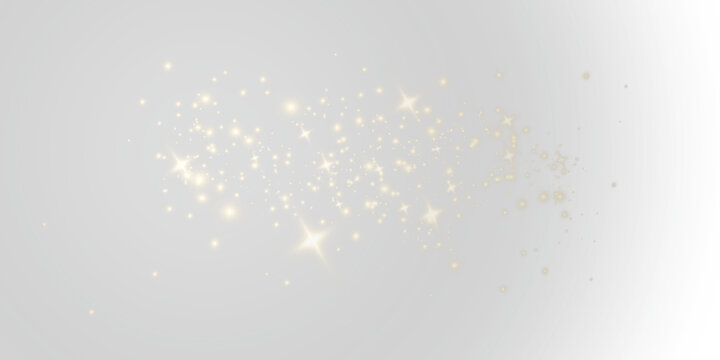 Beautiful cluster of golden glitter particles with sparkling stars and glowing fairy dust isolated on transparent background. Ideal for holiday designs, luxury branding, greeting cards, wedding