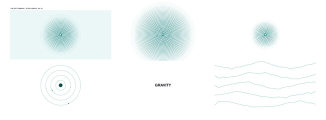 Fototapeta premium Minimalist Physics Concept Poster Design Illustrating Gravitational Fields and Orbital Mechanics