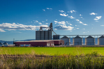 Grain elevator and silos in the San Joaquin Valley, California, USA © Dee