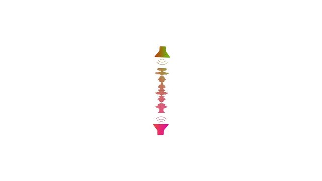 Vertical Animated Audio Waveform with Dual Speakers, Minimalist Music Equalizer and Sound Frequency Motion Graphic 4K White Background