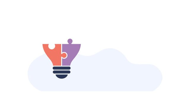 Hand placing the final puzzle piece into a light bulb. Businessman with puzzles bulb.