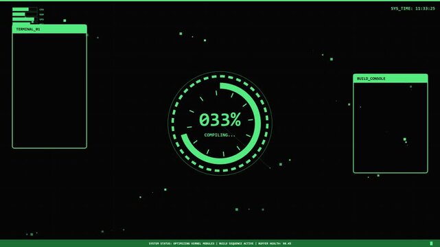 Futuristic HUD Compiling Loading Process Interface
