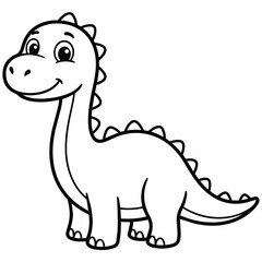 Fototapeta premium Cute Cartoon Dinosaur Character for Children's Coloring and Educational Activities