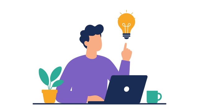 Man with Lightbulb Idea. Great Idea Concept.