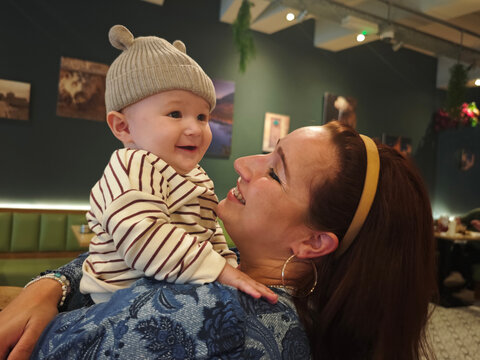 baby boy with mother