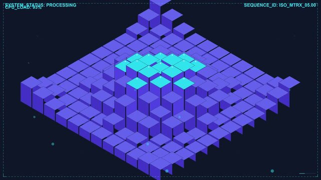 Abstract Isometric Data Processing Grid Animation