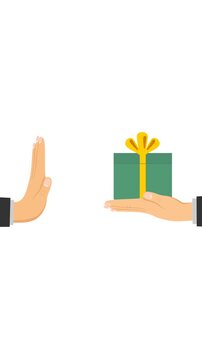 gift rejection video animation refusing gift vertical concept