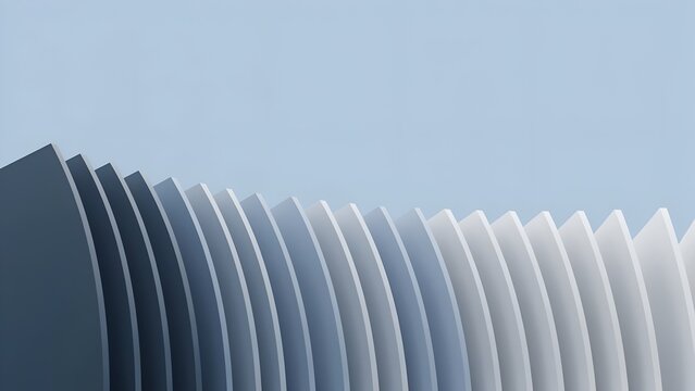 Minimalist abstract background with curved blue and white layers arranged in a flowing pattern