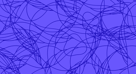 Obraz premium Intertwined blue lines create a chaotic abstract pattern on a solid purple background vector graphic