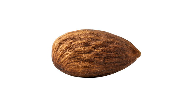 Single almond nut isolated on transparent background