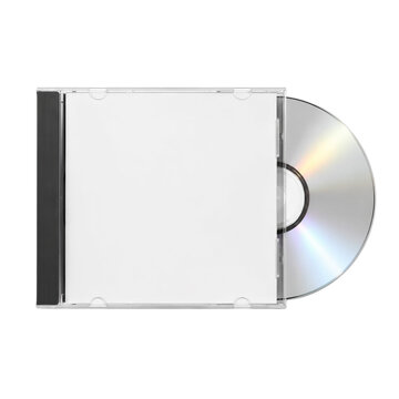 Empty transparent plastic cds disc player case open disc with white cover isolated on transparent background png element