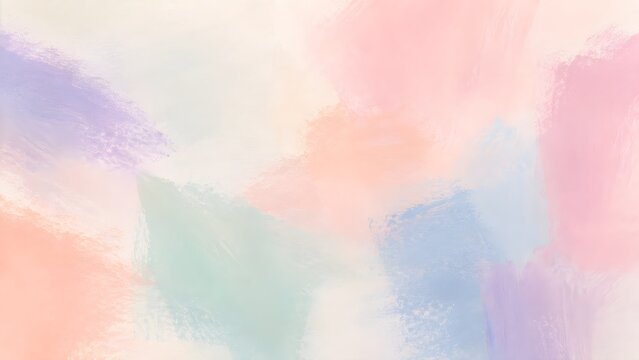 Abstract pastel watercolor background with soft brush strokes in shades of pink, blue, purple, and green