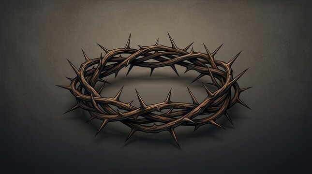 Thorny crown symbolizing suffering and sacrifice on a dark background