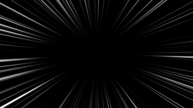 Anime speed line background animation on black. Flash Action Overlay. 4K Animation Loop Anime Comic Speed Lines. Seamless recurring speed line background with alpha channel. 