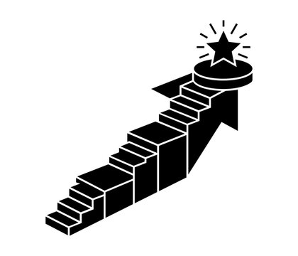 Success icon vector design featuring a staircase leading to a shining star for business growth concepts
