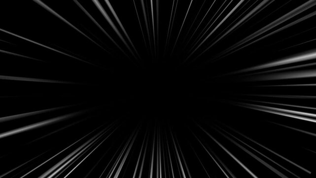 Radial Comic Light Speed Lines Moving. Comic cartoon concept background. 3D rendering. Anime Fast Speed Lines. Action speed lines animation. 4K seamless loop animation for anime action scenes.
