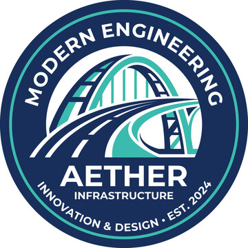 Aether Infrastructure Modern Engineering Innovation Design Est 2024 Logo.