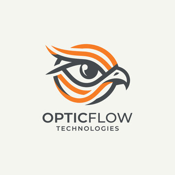 OpticFlow Technologies logo featuring an abstract eagle eye design.
