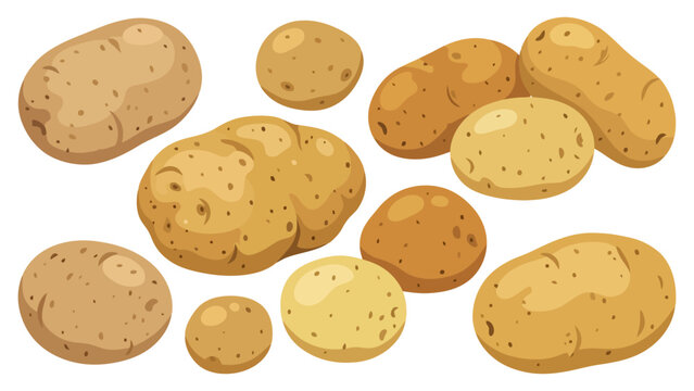 Fresh raw potatoes of various shapes and sizes grouped together for cooking and healthy eating Vector