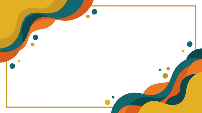 Abstract background design featuring flowing colorful liquid waves and simple round shapes