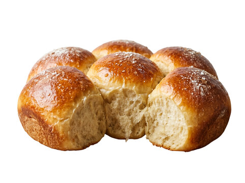 Isolated bread rolls with one roll torn out