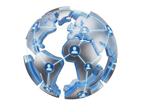 Workforce planning specialist, global recruitment network with connected profiles, isolated on white background