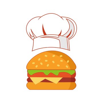Burger chef hat logo, vector logo design, featuring a glow from the left side that rises towards the right.