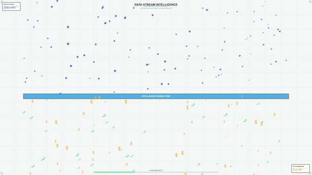 Data Stream Intelligence Interface With Financial Analytics And Flowing Symbols