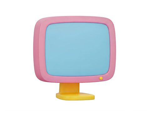 Simple and cute cartoon computer monitor on stand