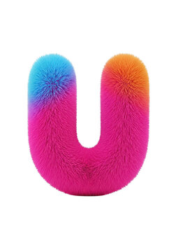 Fuzzy letter u with colorful gradient texture