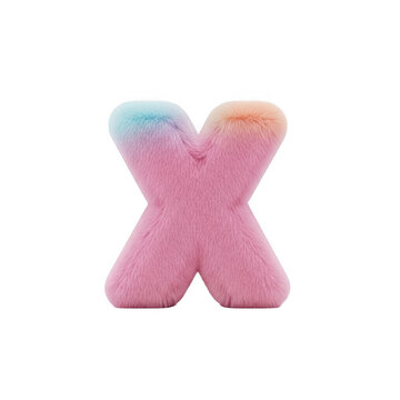 Fuzzy letter x with a soft pink and pastel gradient texture